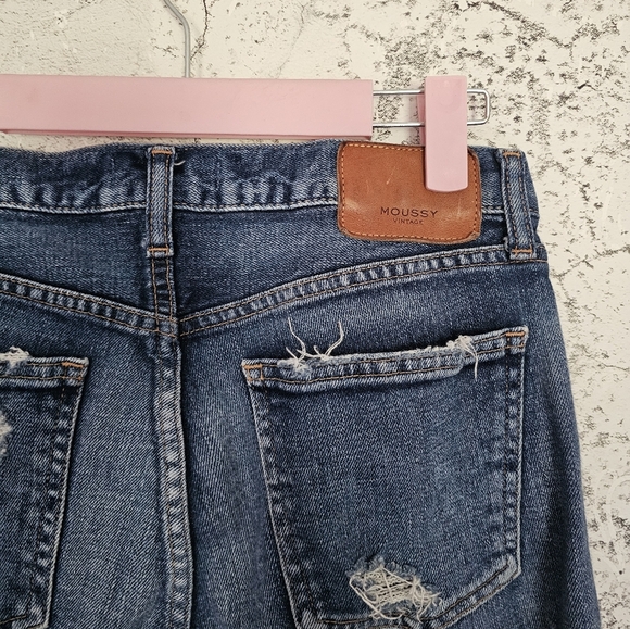 Moussy Vintage Glendele Distressed Tapered Raw Hem Ankle Skinny Denim Jeans - Picture 7 of 13